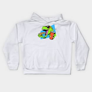 Dinosaur eating pizza Kids Hoodie